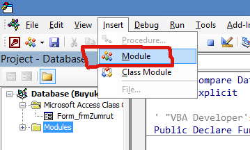 Microsoft Access Insert Module